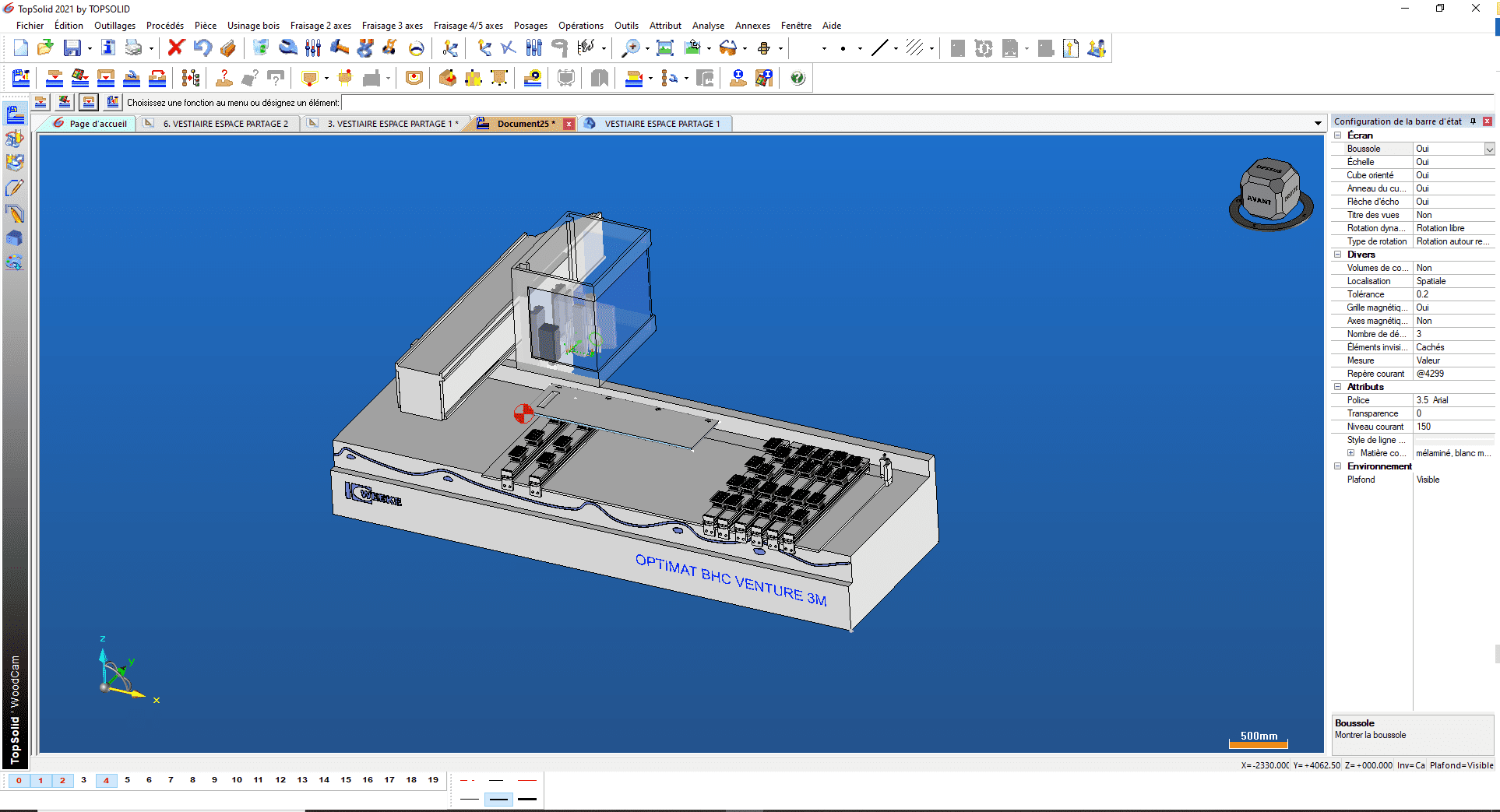 Capture d'écran du logiciel de programmation de machine d'usinage